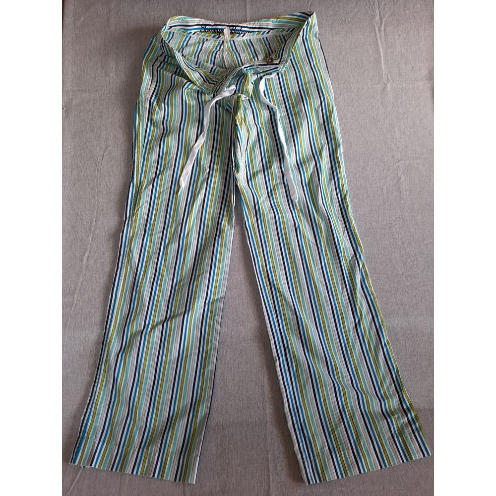 Tommy Bahama Women 2 Stripe Relax Fit Lightweight Drawstring Pants Pure Cotton